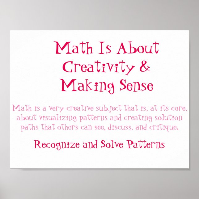 Math Mindsets Poster-Recognize and Solve Patterns Poster (Front)