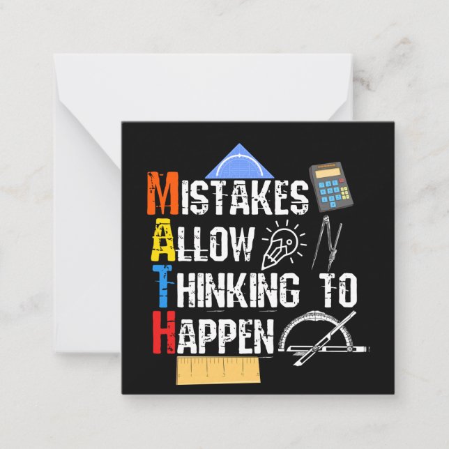 Math. Mistakes Allow Thinking To Happen Note Card (Front)