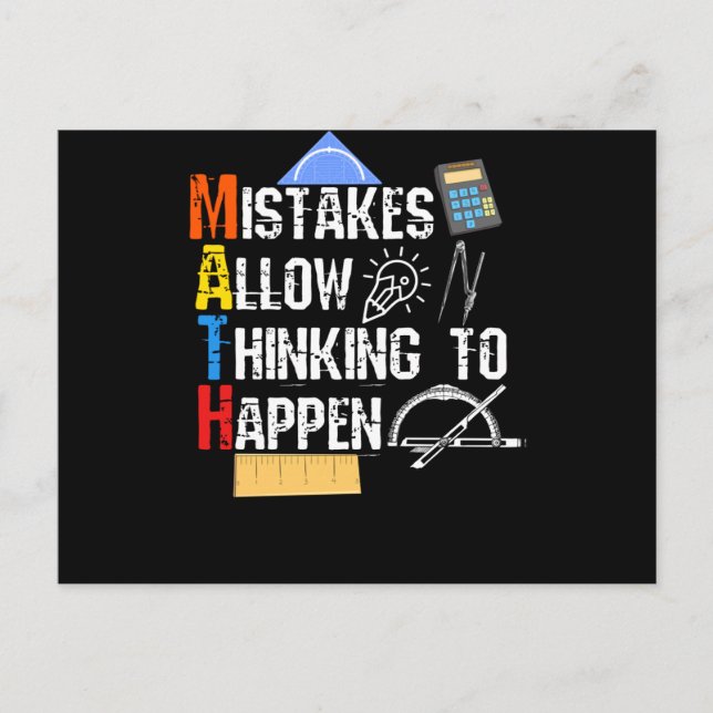 Math. Mistakes Allow Thinking To Happen Postcard (Front)