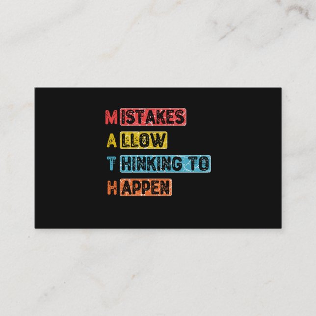 Math. Mistakes Allow Thinking To Happen - Teacher Business Card (Front)