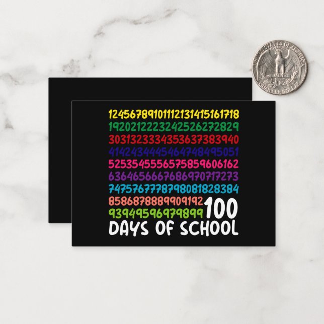 Math Numbers 100th Day of School Teacher Kids  Note Card (Front/Back In Situ)