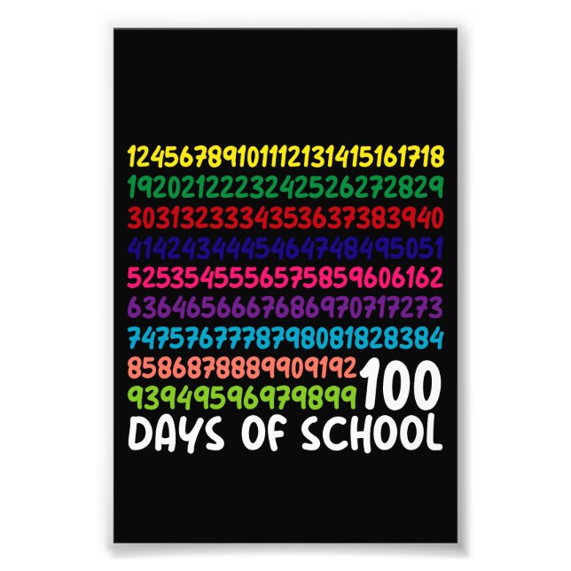 Math Numbers 100th Day of School Teacher Kids  Photo Print (Front)