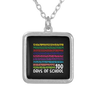 Math Numbers 100th Day of School Teacher Kids Silver Plated Necklace