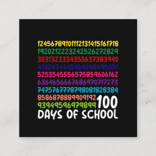 Math Numbers 100th Day of School Teacher Kids  Square Business Card