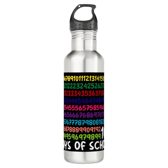 Math Numbers 100th Day of School Teacher Kids  Stainless Steel Water Bottle (Front)