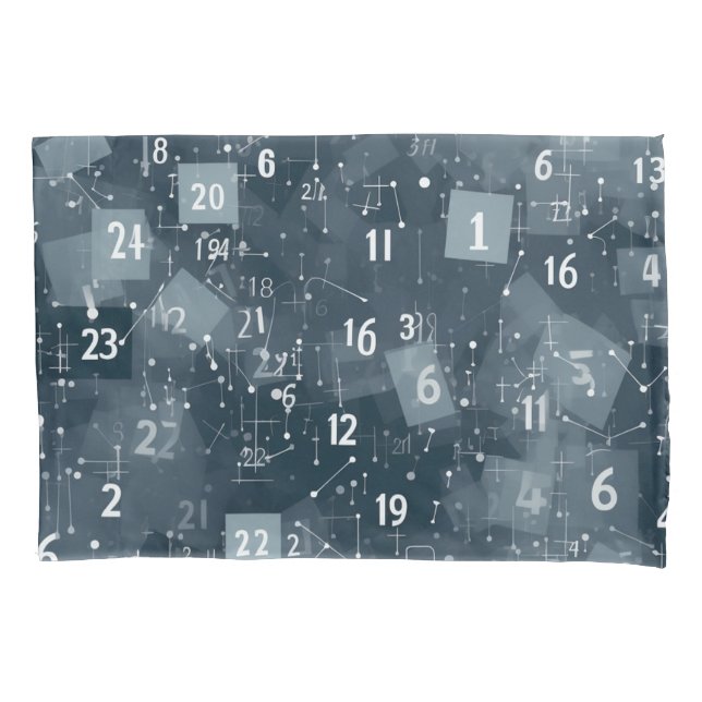 Math Numbers Abstract Pillow Case (Front-Left)