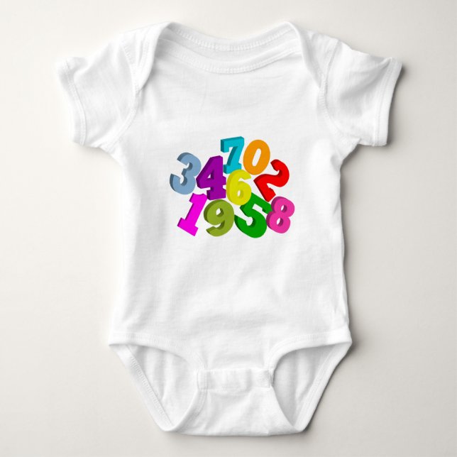 math numbers in color baby bodysuit (Front)