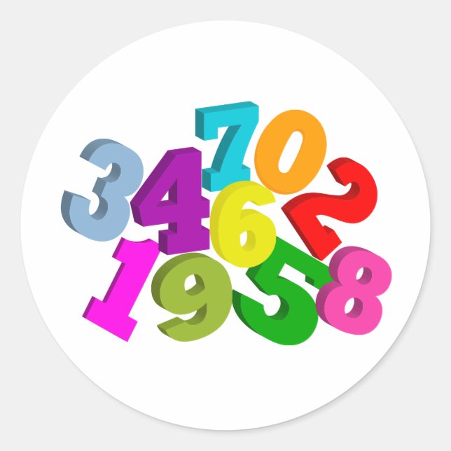 math numbers in color classic round sticker (Front)