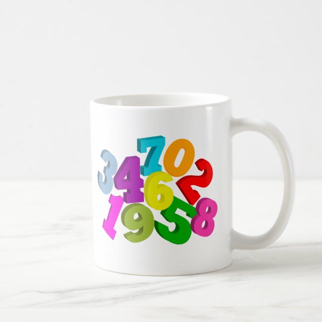math numbers in color coffee mug (Right)