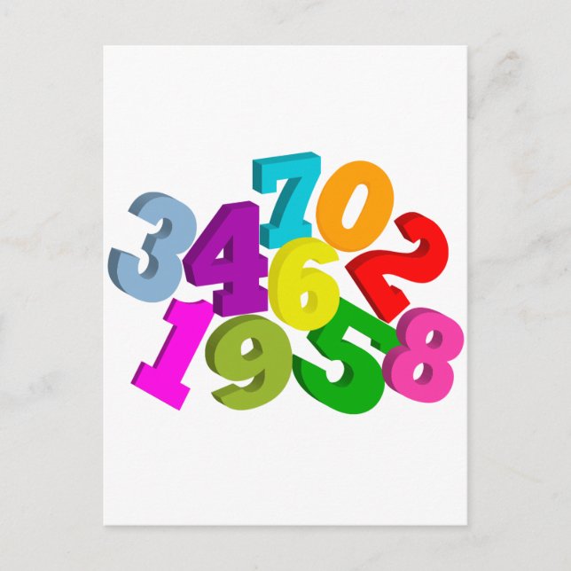 math numbers in color postcard (Front)
