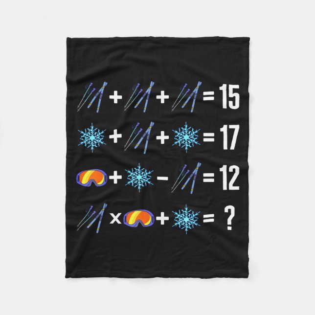 Math order of operation skiing snow flakes goggles fleece blanket (Front)