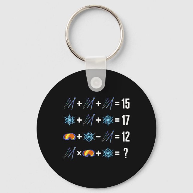Math Order Of Operation Skiing Snow Flakes Goggles Keychain (Front)