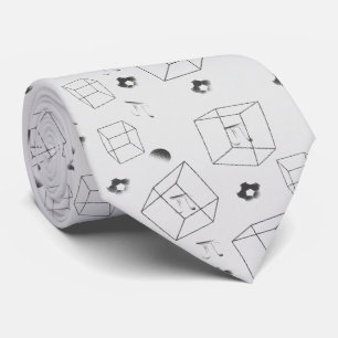 Math Pattern Black and White Neck Tie