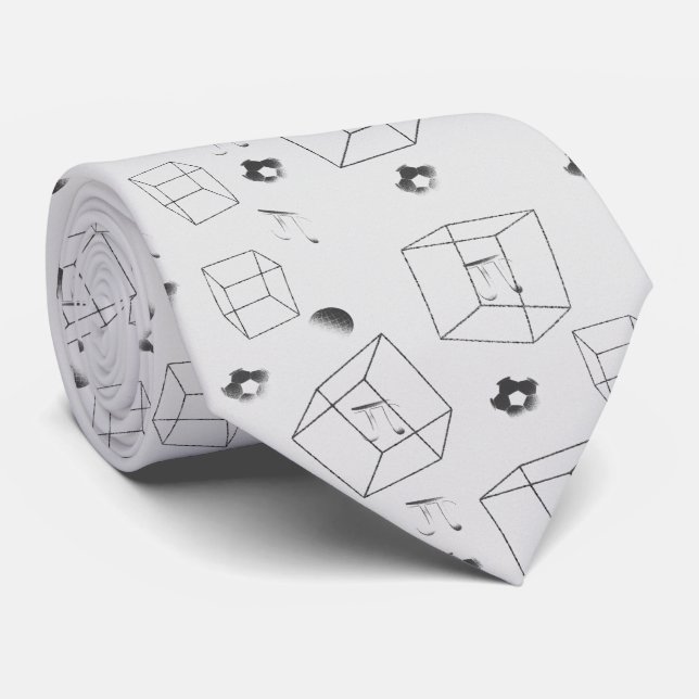 Math Pattern Black and White Neck Tie (Rolled)
