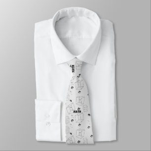 Math Pattern Black and White Neck Tie