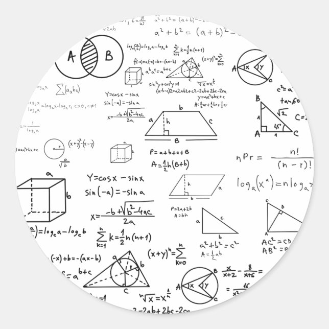 math pattern classic round sticker (Front)