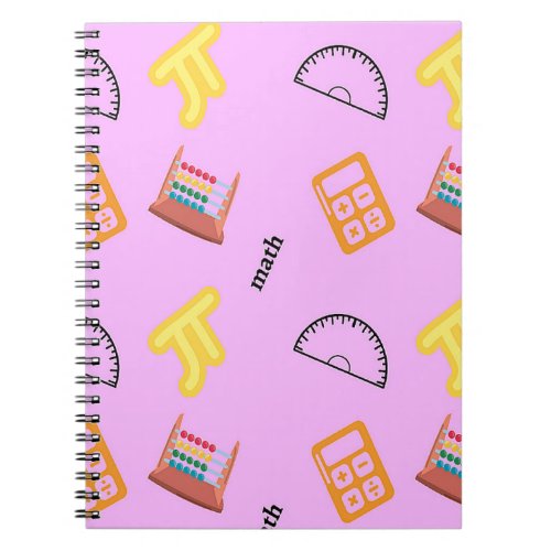 Math pattern on pink notebook