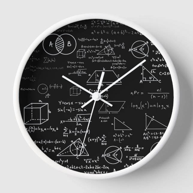math pattern science school sketch drawing geek ma clock (Front)