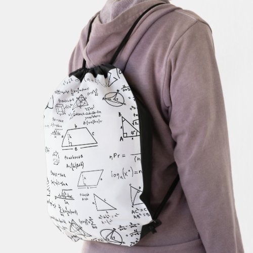 math pattern science school sketch drawing geek ma drawstring bag