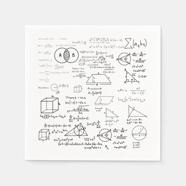 math pattern science school sketch drawing geek ma napkins (Front)