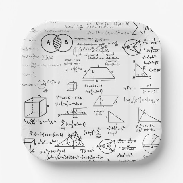math pattern science school sketch drawing geek ma paper plates (Front)