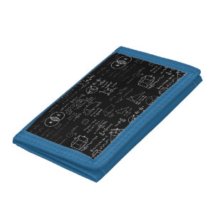 math pattern science school sketch drawing geek ma trifold wallet