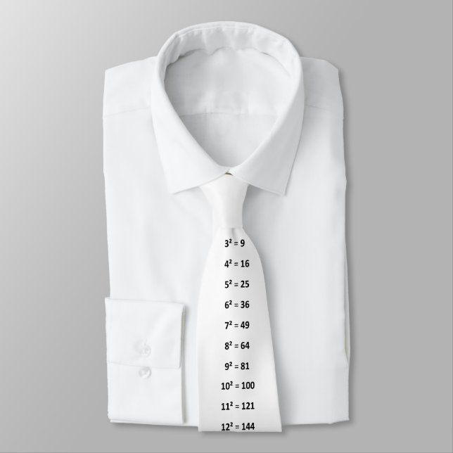 Math Perfect Squares Chart Numbers from 1 to 25 Neck Tie (Tied)