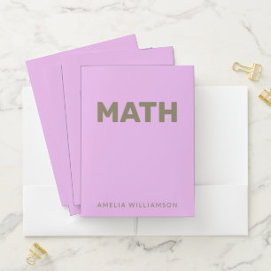 Math Personalized Name School Purple Lavender Pocket Folder