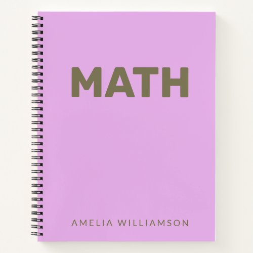 Math  Personalized School Purple Lilac Graph Notebook