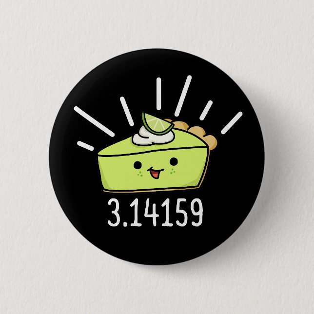Math Pi Number Funny Pie Pun Dark BG Button (Front)