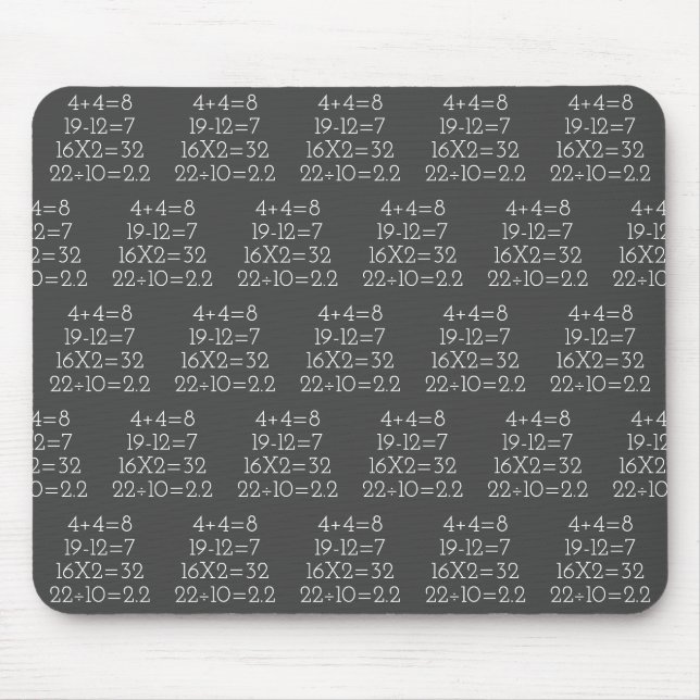 Math Problems on gray Mouse Pad (Front)