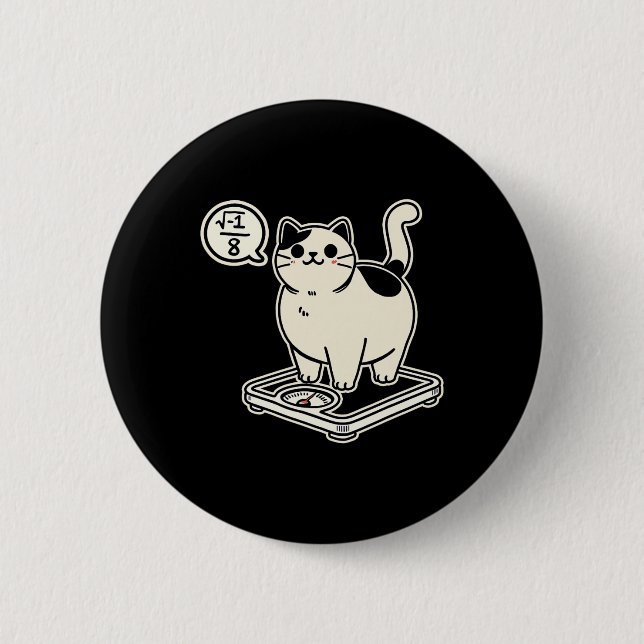 Math Pun Cat i Overate I Over 8 Funny Math Teacher Button (Front)