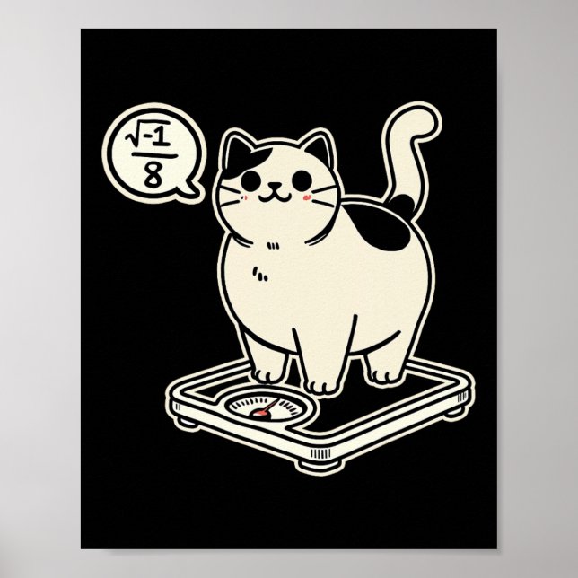 Math Pun Cat i Overate I Over 8 Funny Math Teacher Poster (Front)