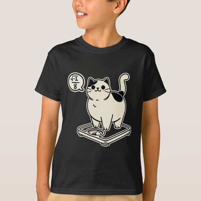 Math Pun Cat i Overate I Over 8 Funny Math Teacher T-Shirt (Front)