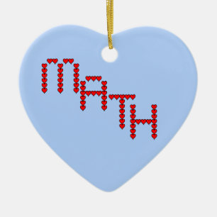 Math Red Hearts Text Ceramic Ornament