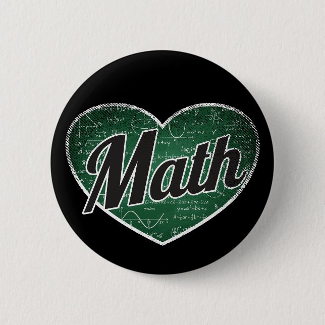 Math Retro Heart Blackboard Love Button (Front)