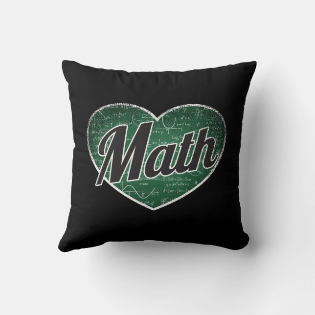 Math Retro Heart Blackboard Love Throw Pillow (Back)