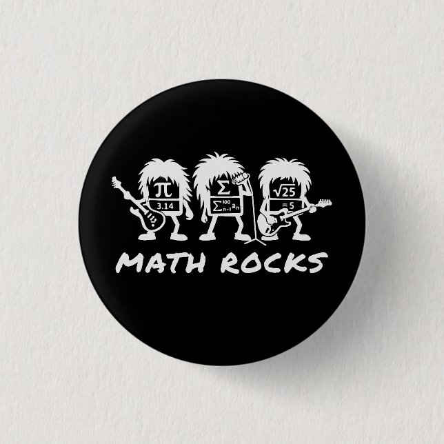 Math Rocks Academic Rock Band Humor Button (Front)