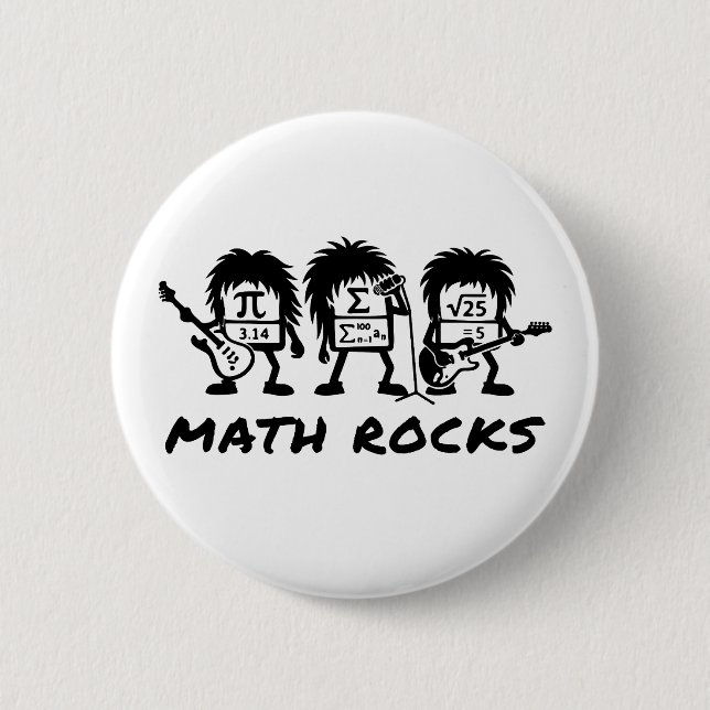 Math Rocks Academic Rock Band Humor Button (Front)