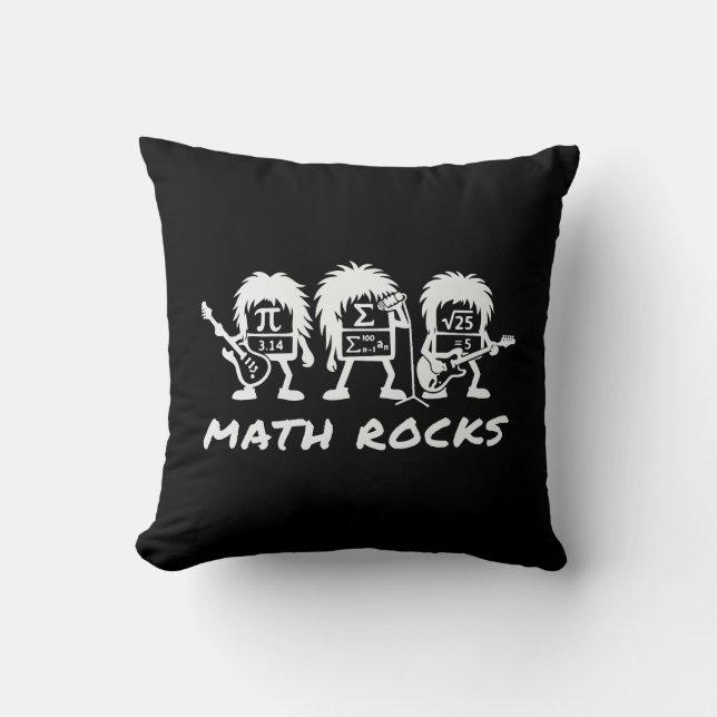 Math Rocks Academic Rock Band Humor Throw Pillow (Front)