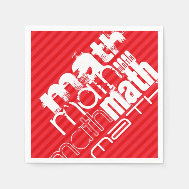 Math; Scarlet Red Stripes Paper Napkins (Front)