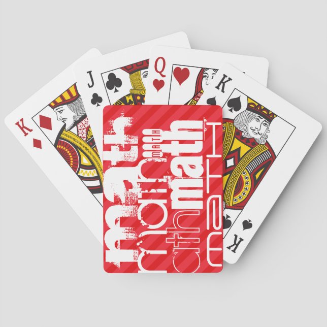 Math; Scarlet Red Stripes Poker Cards (Back)