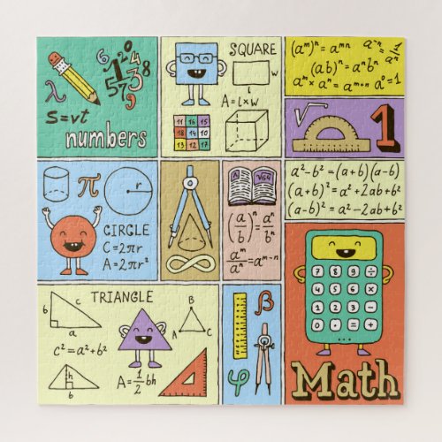 Math science colorful vintage banners jigsaw puzzle