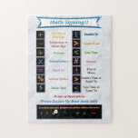 Math Signing Puzzle<br><div class="desc">Teaching math is one thing. Kids understanding what the teacher is teaching is another thing. Now kids can relieve their anxiety of math with this easy to assemble Math Signing jigsaw puzzle clearly defining operation symbols. As an added bonus it has an easy reference to the Order of Operations Each...</div>