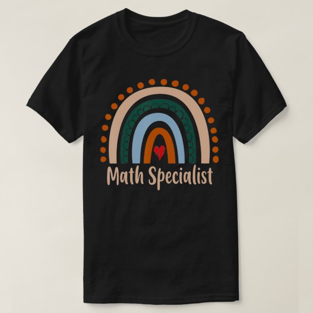 Math Specialist Boho Rainbow Back To School Apprec T-Shirt (Design Front)