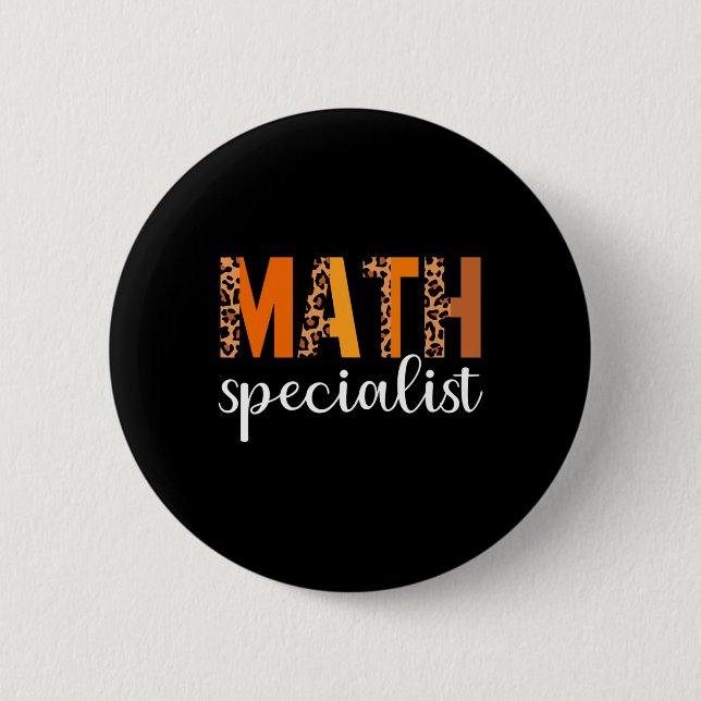 Math Specialist Leopard Thanksgiving Day Funny Fal Button (Front)