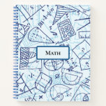 Math Spiral Notebook<br><div class="desc">Math Spiral Notebook -  A blue on blue pattern of numbers,   symbols and formulas. Great for math teachers,  but especially students to take notes while keeping everything in perfect order! Customizable text.
  
design by freedesignfile.com</div>