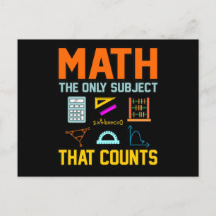 Math Subject Counts Mathematic Maths Teacher Announcement Postcard
