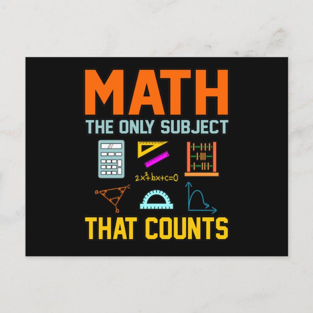 Math Subject Counts Mathematic Maths Teacher Announcement Postcard (Front)