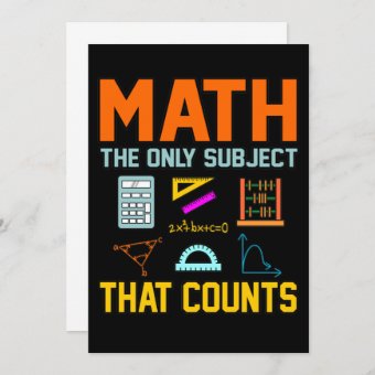 Math Subject Counts Mathematic Maths Teacher Invitation | Zazzle